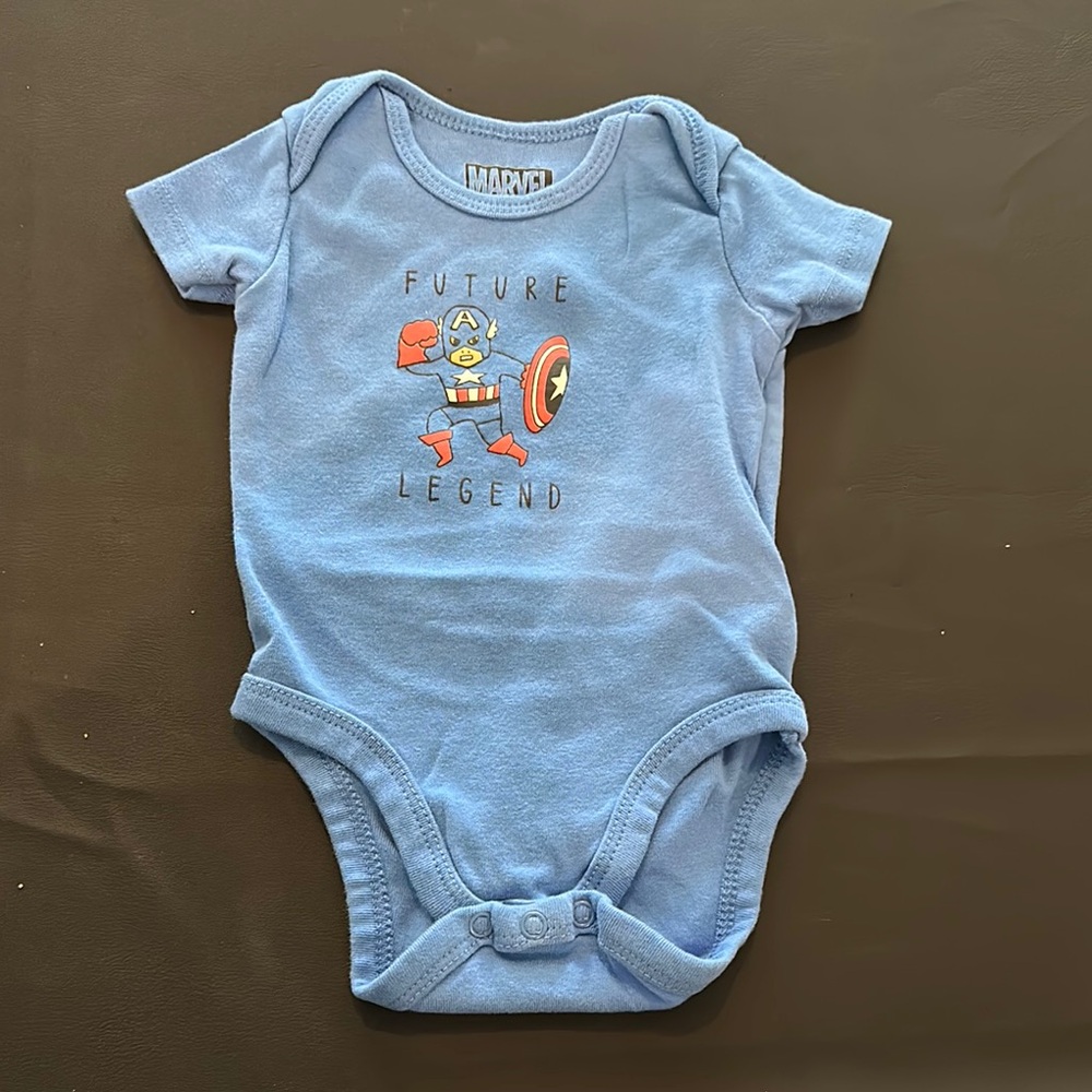 Marvel Blue Captain America Baby Bodysuit